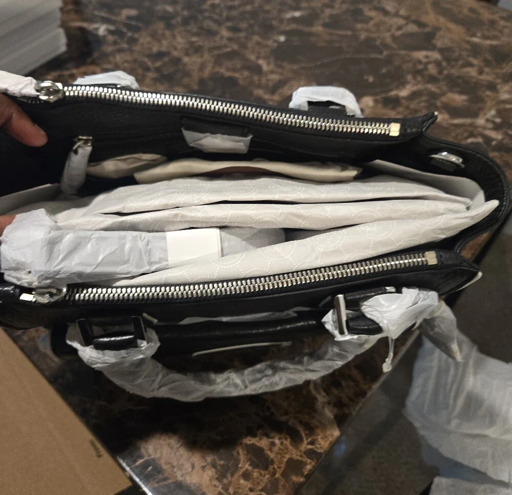 MICHAEL KORS Black and White Two-Tone Satchel